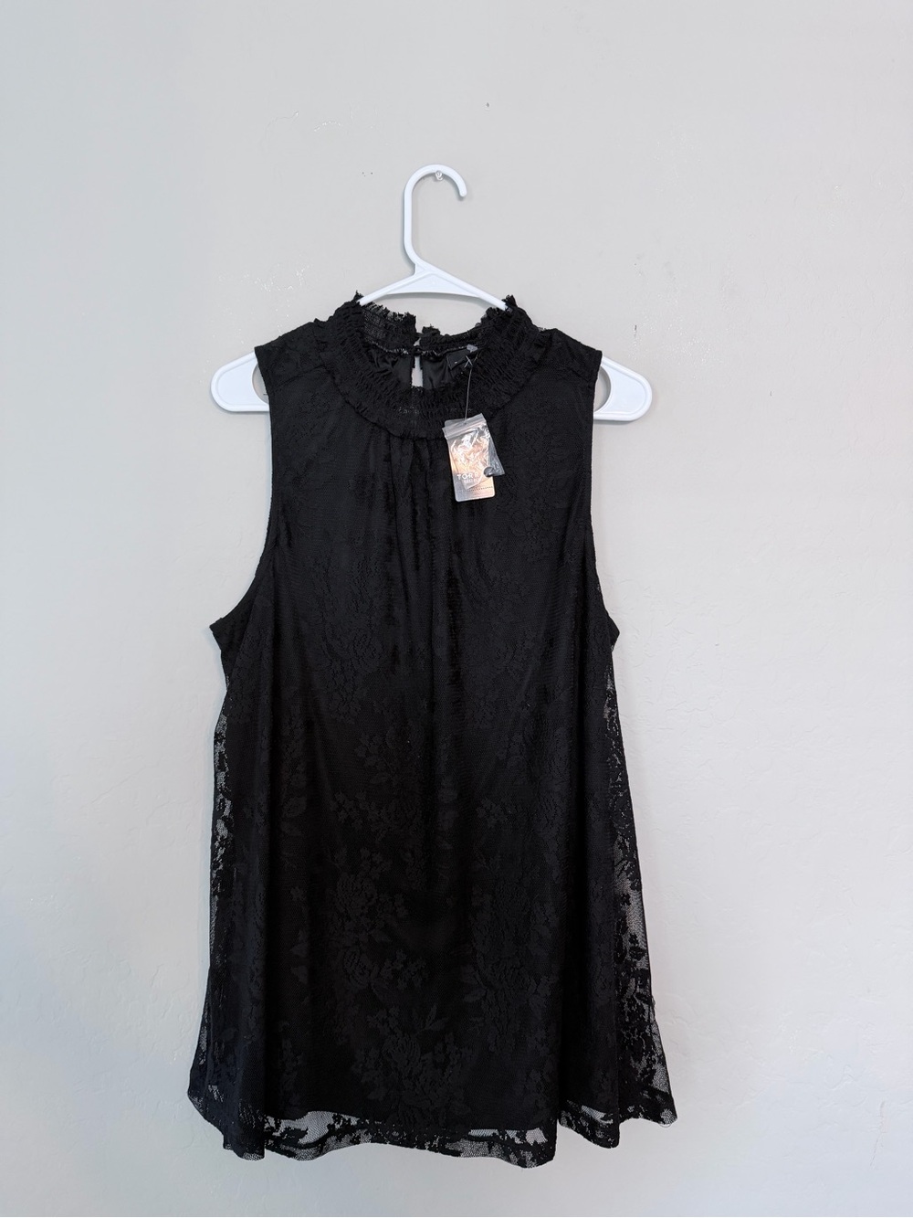 torrid Black Lace Sleeveless Ruffle Mock-Neck Camisole